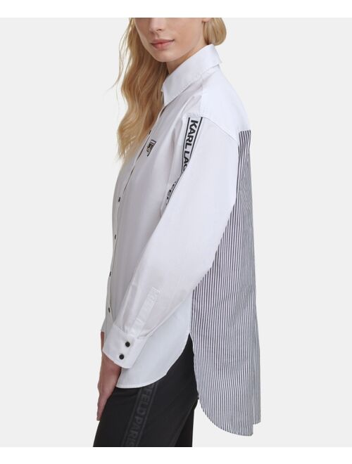 Karl Lagerfeld Striped Logo Taped Shirt