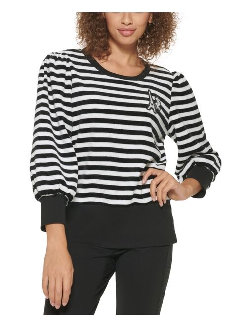 Karl Lagerfeld Striped Velour Top