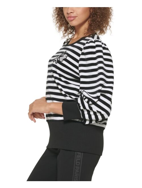 Karl Lagerfeld Striped Velour Top