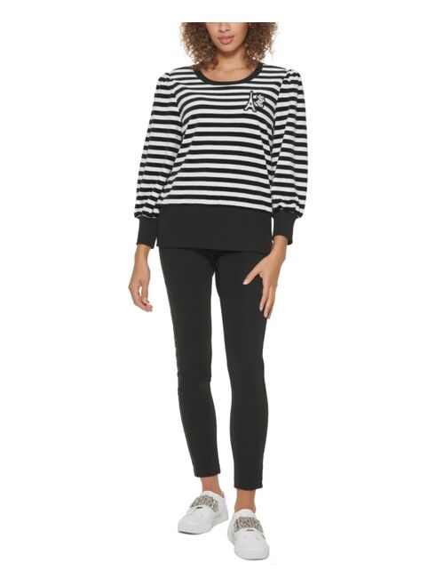 Karl Lagerfeld Striped Velour Top