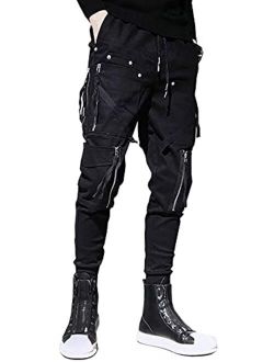 Men's Techwear Cyberpunk Ankle Casual Jogger Cargo Harem Pants with Pocket