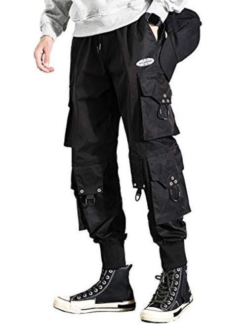 MOKEWEN Men's Techwear Cyberpunk Ankle Casual Jogger Cargo Harem Pants with Pocket