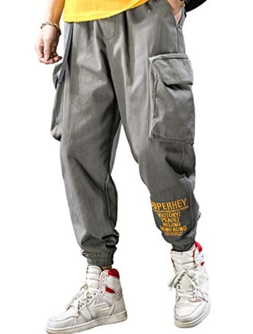 MOKEWEN Men's Jogger Cargo Techwear Streetwear Ankle Casual Harem Pants with Pocket