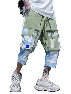 Men's Drawstring Techwear Jogger Cargo Streetwear Shorts with Pockets