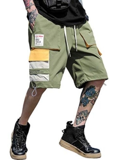 Men's Drawstring Techwear Jogger Cargo Streetwear Shorts with Pockets