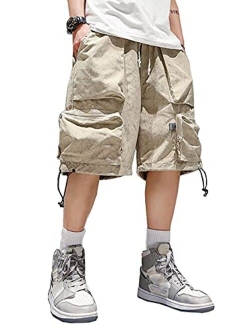 Men's Womens Summer Cool Cargo Jogger Shorts Waist with Pockets