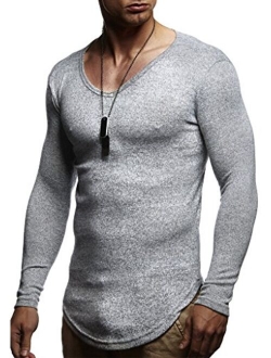 Men's Long Sleeve Shirt Slim Fit | Men's V-Neck Sweat Shirt | Longsleeve Basic Shirt with V-Neck