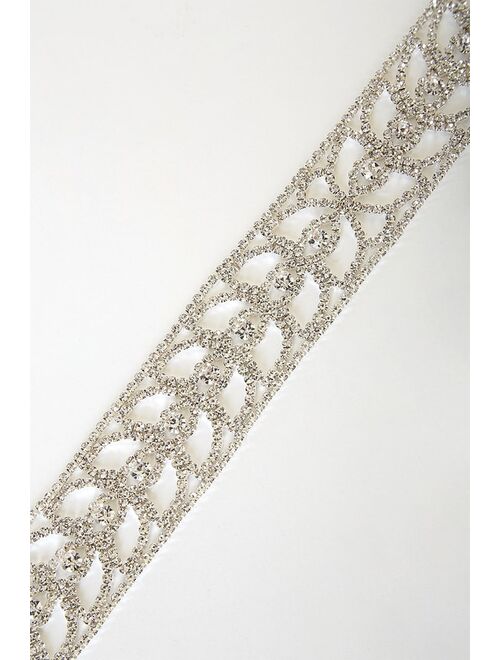 Lulus Truly a Vision Silver Rhinestone Bridal Belt