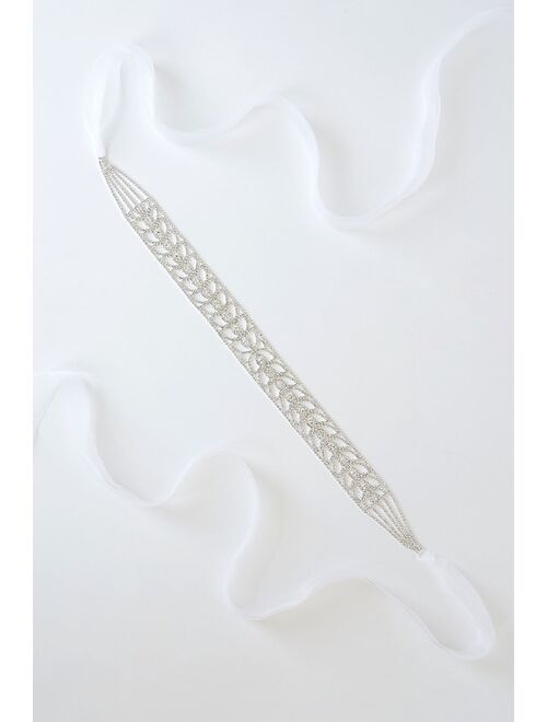 Lulus Truly a Vision Silver Rhinestone Bridal Belt