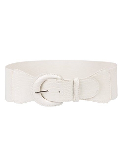 Women's Vintage Wide Stretchy Cinch Belt Leather Buckle Waist Belts