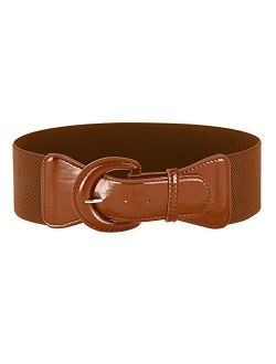 Women's Vintage Wide Stretchy Cinch Belt Leather Buckle Waist Belts