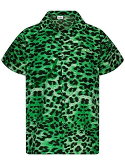 Hawaiian Shirt for Men Funky Casual Button Down Very Loud Shortsleeve Unisex Leopard Print