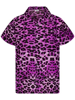 Hawaiian Shirt for Men Funky Casual Button Down Very Loud Shortsleeve Unisex Leopard Print