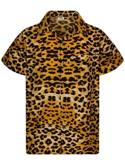 Hawaiian Shirt for Men Funky Casual Button Down Very Loud Shortsleeve Unisex Leopard Print