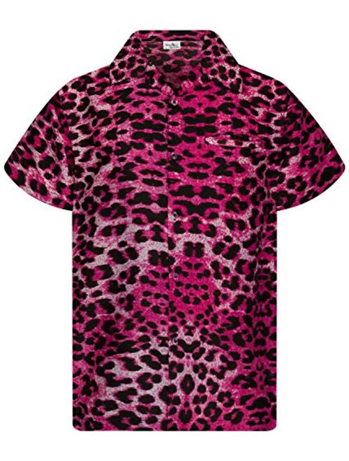 KING KAMEHA Hawaiian Shirt for Men Funky Casual Button Down Very Loud Shortsleeve Unisex Leopard Print