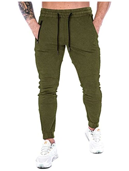 COOFANDY Men Athletic Joggers Pants Tapered Bodybuilding Sweatpants Zip Pockets