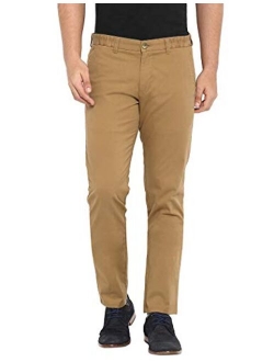 Men's Cotton Chino Pants Casual Elastic Waist Dress Trousers