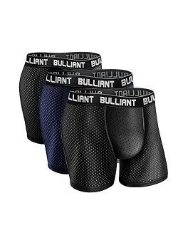 Mens Underwear Briefs 3 Pack,BULLIANT Mesh Athletic Sports Boxer Briefs Low Rise Waisted For Men No Fly