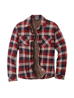 Mens Fleece Thick Flannel Shirt Jackets Button Down Plaid Shackets Long Sleeve Warm Family Matching Tops L-3XL