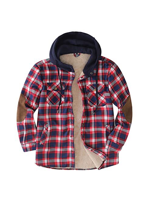 Mens Fleece Thick Flannel Shirt Jackets Button Down Plaid Shackets Long Sleeve Warm Family Matching Tops L-3XL