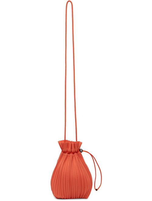 Pleats Please Issey Miyake Orange Drawstring Pleats Bag