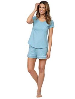 PajamaGram Pajama Set for Women - Pajamas for Women Cotton, Short Sleeve