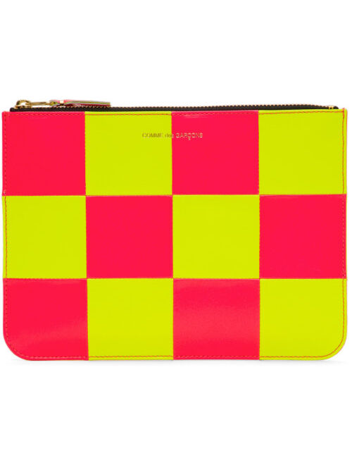 Comme des Garçons Wallets Yellow & Pink Fluo Squares Zip Pouch