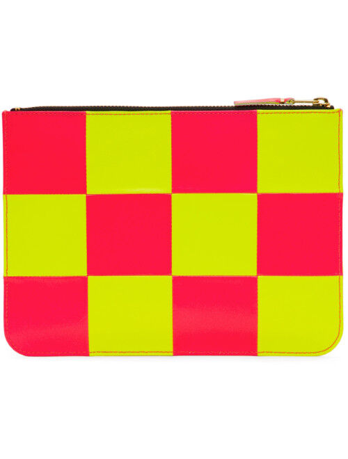 Comme des Garçons Wallets Yellow & Pink Fluo Squares Zip Pouch