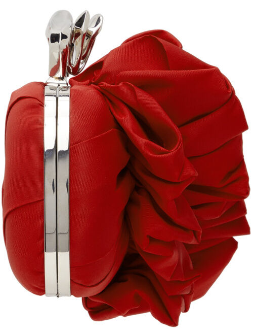 Alexander McQueen Red Ruffled Four-Ring Box Clutch