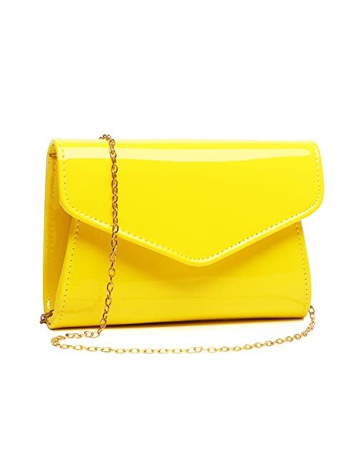 DEXMAY Women Envelope Evening Clutch Handbag Faux Patent Leather