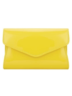 ZIUMUDY Patent Leather Evening Bags Envelope Clutches Shoulder Chain Bag Wallet Purse Handbag