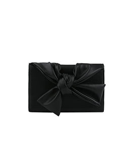 Evening Clutch Messenger Style With Cute Bow Tie Purse Vegan PU Leather Crossbody Shoulder Bag by Handbag Republic