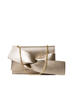 Evening Clutch Messenger Style With Cute Bow Tie Purse Vegan PU Leather Crossbody Shoulder Bag by Handbag Republic