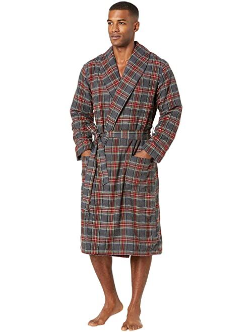 L.L.Bean Scotch Plaid Flannel Robe Sherpa Lined Regular