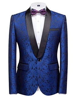 MOGU Mens Tuxedo Suit Jacket Slim Fit Shawl Lapel Wedding Party Dress Blazer