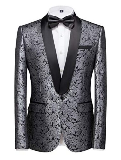 MOGU Mens Tuxedo Suit Jacket Slim Fit Shawl Lapel Wedding Party Dress Blazer