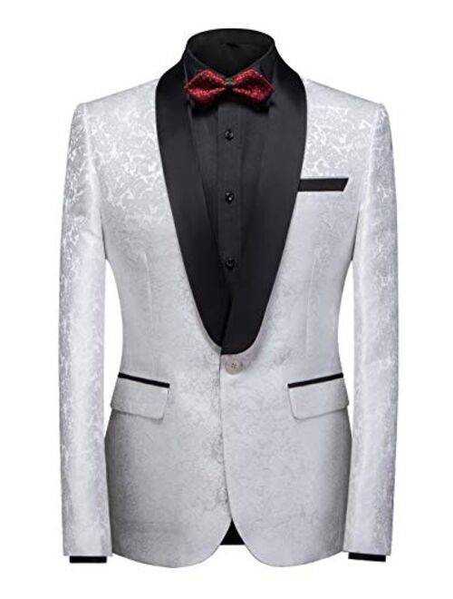 MOGU Mens Tuxedo Suit Jacket Slim Fit Shawl Lapel Wedding Party Dress Blazer