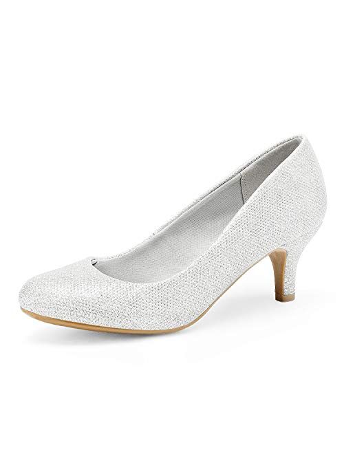 DREAM PAIRS Women's Luvly Bridal Wedding Party Low Heel Pump Shoes