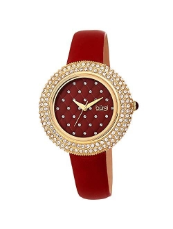 Swarovski Crystals Encrusted Quilted Dial - Swarovski Crystals Bezel with Satin Leather Strap Women's Watch - Mothers Day Gift - BUR207