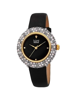 Swarovski Colored Crystal Watch - A Genuine Diamond Marker on a Slim Leather Strap Elegant Women's Wristwatch - Mothers Day Gift - BUR227