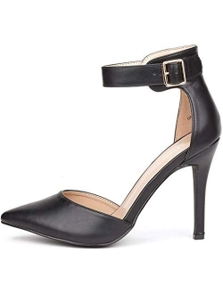 Oppointed-Ankle Women's Pointed Toe Ankle Strap D'Orsay High Heel Stiletto Pumps Shoes.