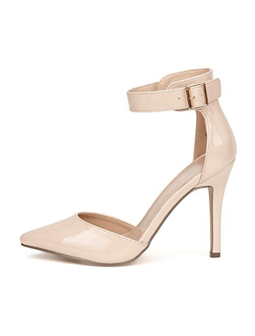 DREAM PAIRS Oppointed-Ankle Women's Pointed Toe Ankle Strap D'Orsay High Heel Stiletto Pumps Shoes.