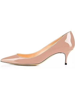 Axellion Pumps for Women, Kitten Heel Pumps Pointed Toe Shoes Slip-On High Heel for Dress Office