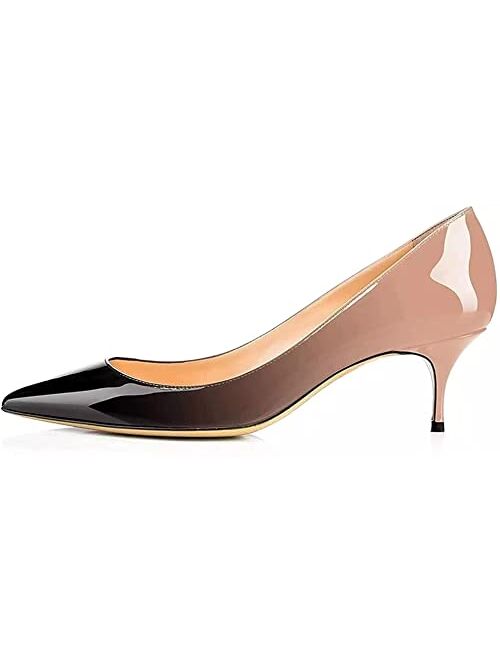 Axellion Pumps for Women, Kitten Heel Pumps Pointed Toe Shoes Slip-On High Heel for Dress Office