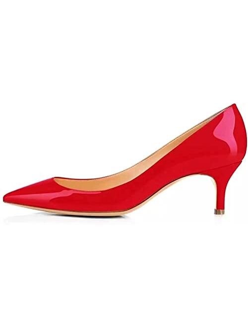 Axellion Pumps for Women, Kitten Heel Pumps Pointed Toe Shoes Slip-On High Heel for Dress Office