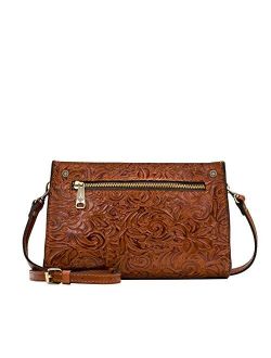 Turati Leather Crossbody Bag - Tan Tooled