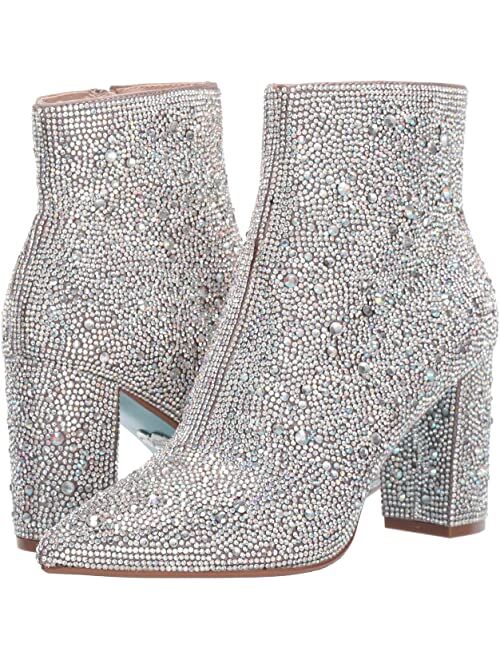 Betsey Johnson Cady Red Rhinestone Ankle Booties