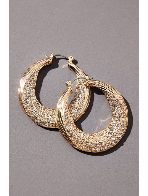 Anthropologie Cosmic Rocker Pave Hoop Earrings