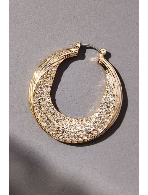 Anthropologie Cosmic Rocker Pave Hoop Earrings