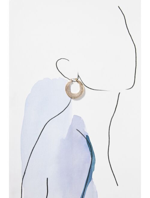 Anthropologie Cosmic Rocker Pave Hoop Earrings